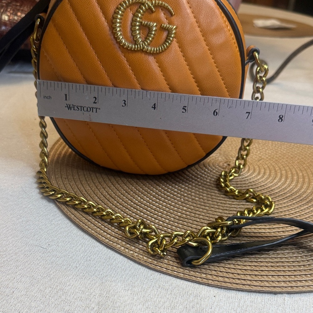 Gucci Orange Quilted Crossbody Bag with Gold Chain - Picture 11 of 16